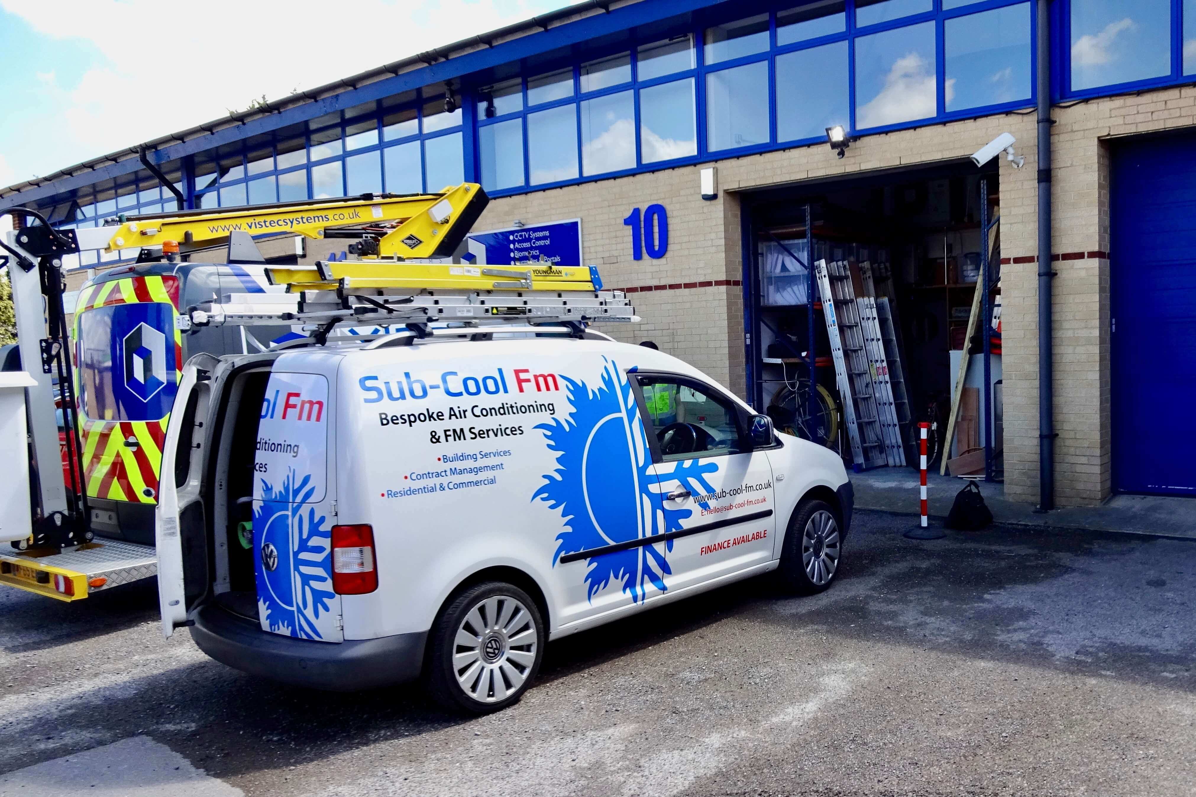 A Sub-Cool FM branded van outside an industrial business unit