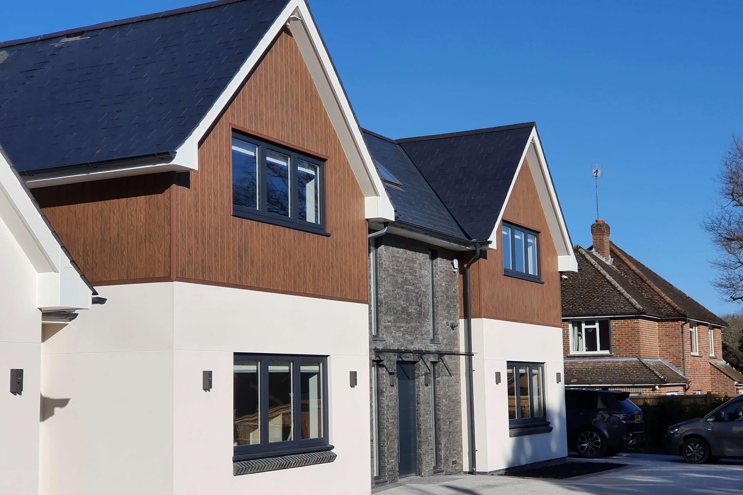 Exterior of Scandia Hus new build that Sub Cool FM undertook MVHR and air con full project for - timber frame house