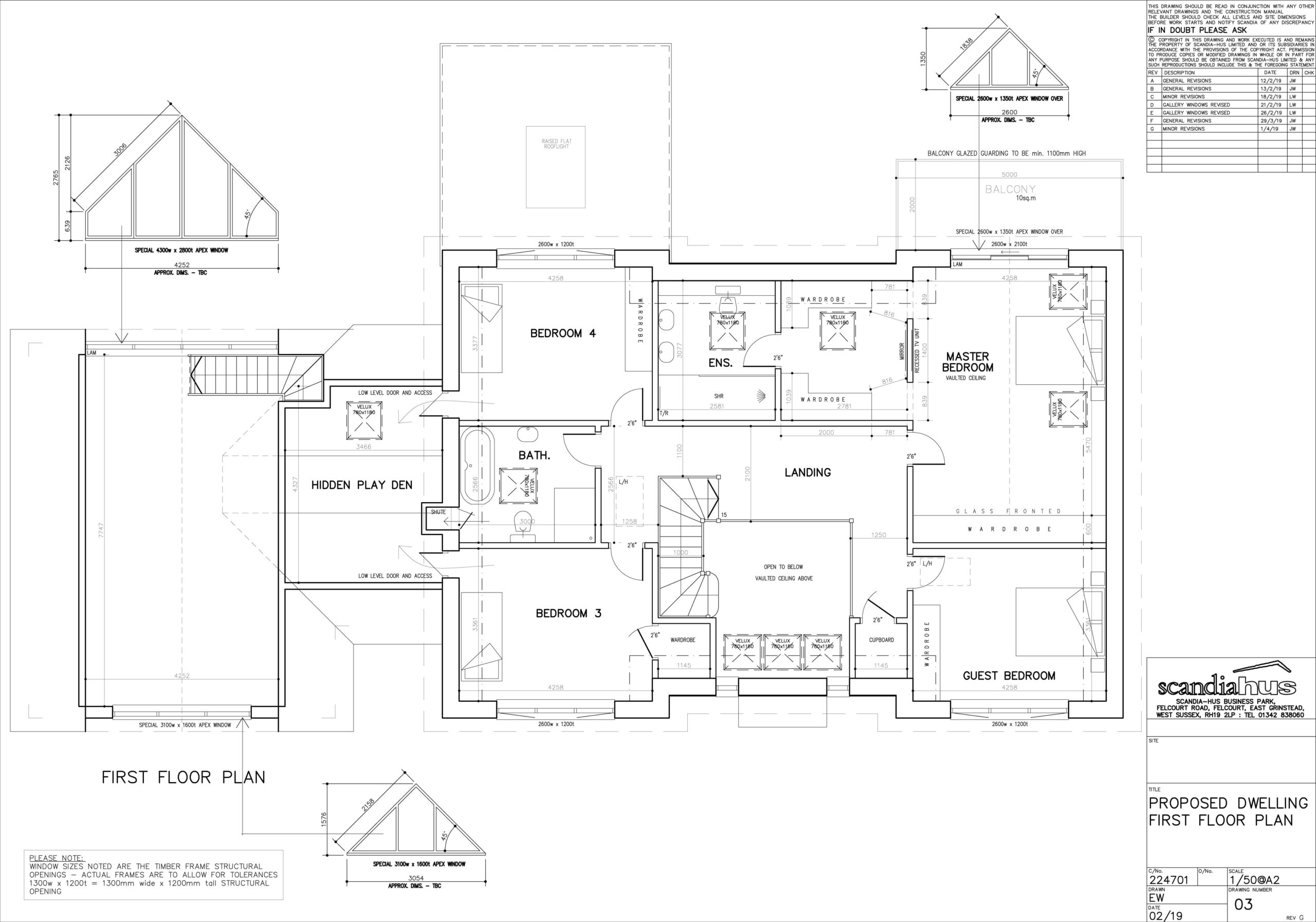 First floor plans of Scandia Hus new build to help plan air conditioning with SubCool FM
