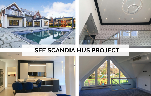 Link to Scandia Hus Project with 4 small images of the property, exterior and the air con solutions in 3 rooms