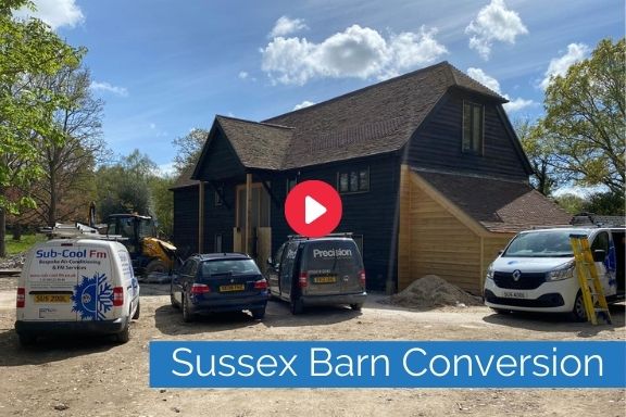 Sussex Barn Conversion exterior link to YouTube video
